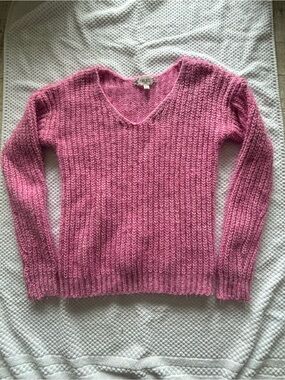 Pink Rose Pink Textured V-Neck Sweater